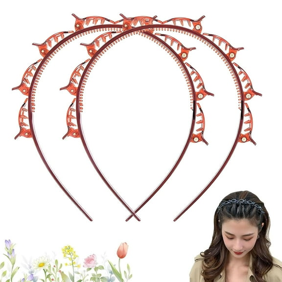 Multi-layer Hollow Braided Headband，Butterfly Clip Headband for Women，Braided Headbands，Double Layer Toothed Design Hair Accessories for Women