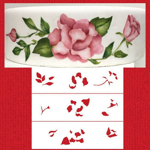 Multi-layer Painted Roses Cake Stencil by Designer Stencils