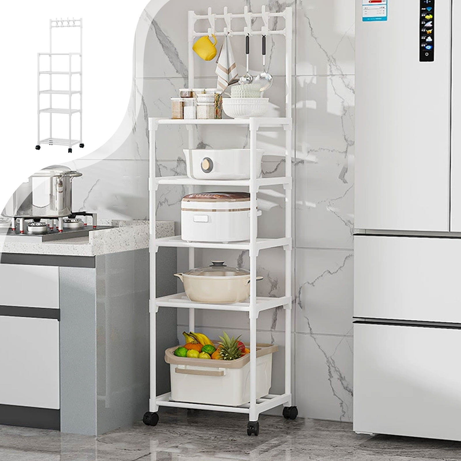 Multi-layer Pot Storage Rack, Kitchen Shelf Organizer, Plastic, 2-tier ...