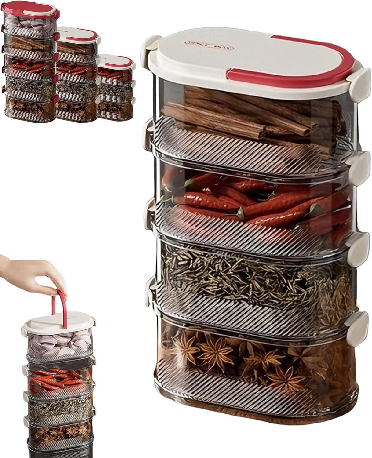 Seasoning Box Stackable Multi-layer Sealed Spice Organizer, Stackable Spice Storage Box, Clear ...