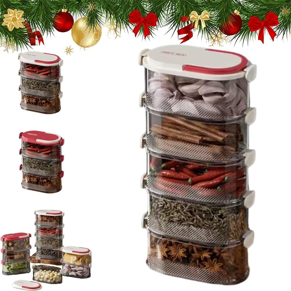 Spice Box Stackable Multi-layer Sealed Spice Organizer, Stackable Spice Storage Box ...