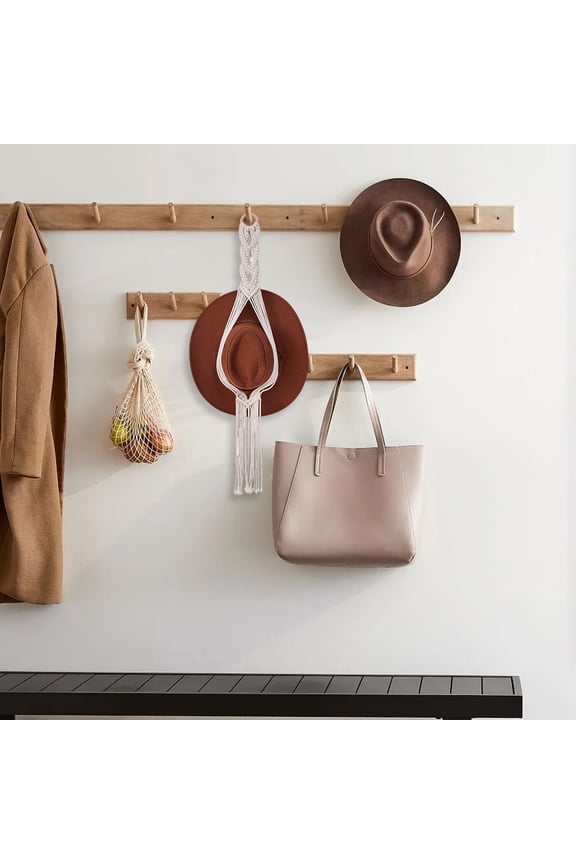 Multi-layer Wall-Mounted Hat Storage Rack with Durable Woven Material, Easy Hanging, Space-Saving Design for Crowded Closets, Foyers, and Bedrooms white