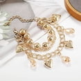 thumbnail image 1 of Womens Heart Pendant Bracelet Multi-Layer Round Bead Chain Alloy Electroplated Gold Heart Shape Bracelet Jewelry for, 1 of 5