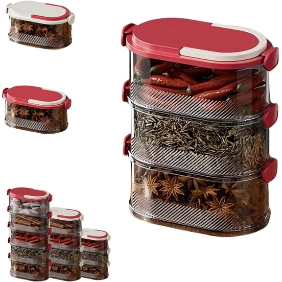 Multi-layer sealed spice storage box, stackable spice container, multi-layer sealed food storage box, travel spice container and camping spice set, suitable for spices, grains, and coffee beans.