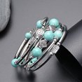 thumbnail image 1 of Multi-layered Faux Turquoise Bracelet Different Charms Luster Polished Alloy Vintage Style Adjustable Bangle Gift for Anniversary Birthday, 1 of 7