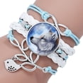 thumbnail image 1 of Women's Leather Wolf Bracelet with Crystal Gemstones and European Charms Multi-Layered Adjustable Fashion Jewelry for, 1 of 2