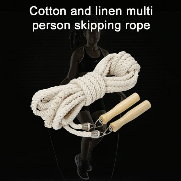 Multi-person Jump Rope, White Linen Rope with Wooden Handles, 118 to 787 Inches, Team Building Activity for Group Play,Vsgery