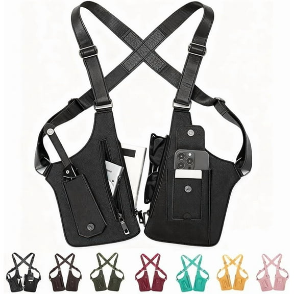 Multi-pocket Anti-Theft Double Shoulder Bag for Travel and Daily Use, Men's Leisure Adjustable Underarm Backpack