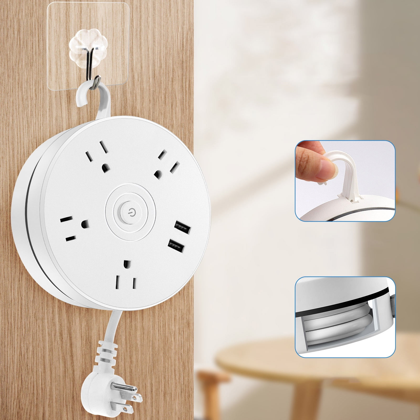 Multi-port Corded High-power White Power Strip, Equipped With Two USB ...