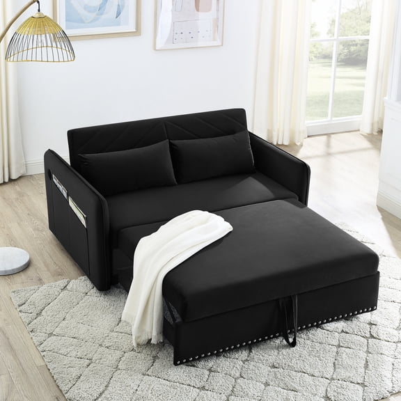 Multi-position adjustable, double pull-out sofa bed with bedhead / Space-saving for small rooms and apartments
