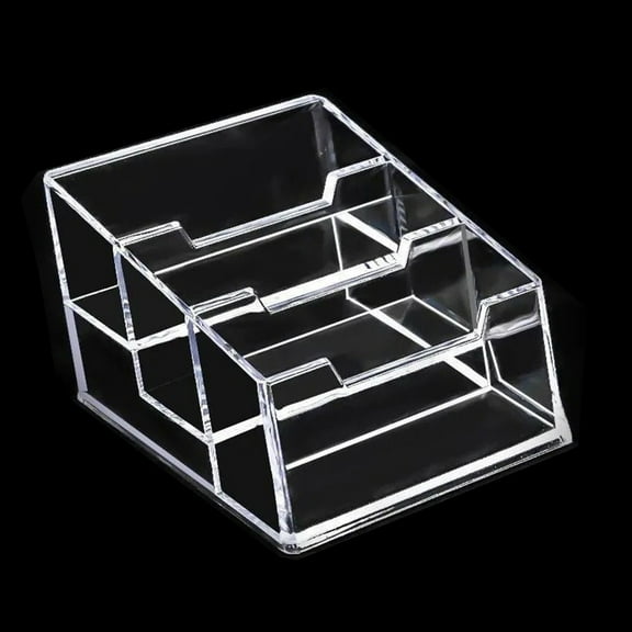 Multi-purpose Desk Business Card Name Holder Clear Name Card Organizer Holder 3 Inclined Card Slots 210-Card Capacity