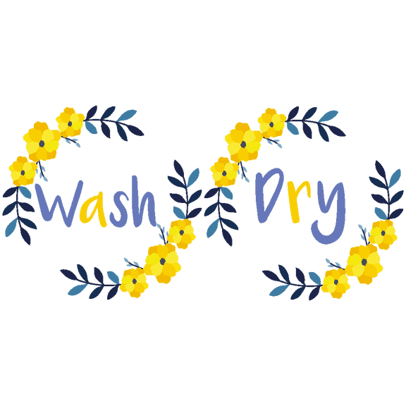 Multi-purpose Floral Wash & Dry Colorful Lettering Art Vinyl Decoration 10" x 10" Washing Machine Door Glass Sticker Laundry & Wash Area Adhesive Wall Art Decal