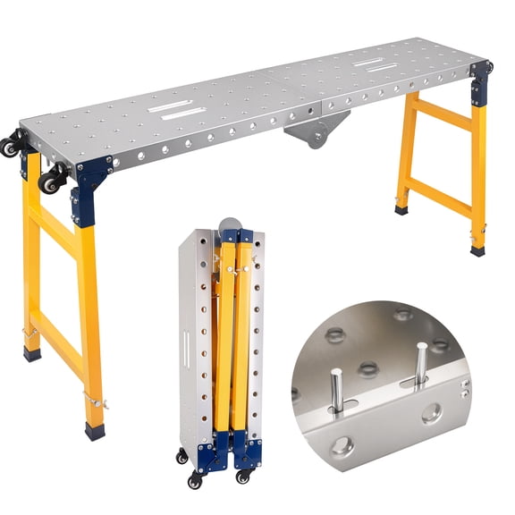 Multi-purpose Foldable Scaffolding Platform, 1100 lbs Adjustable Welding Workbench with Wheels for Painting Car Repair Outdoor Construction