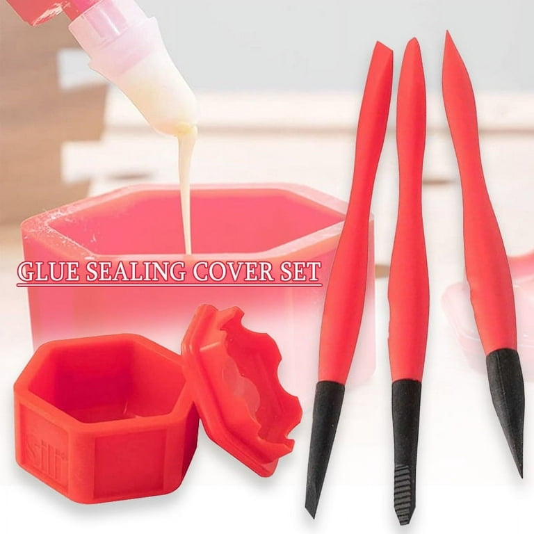Multi-purpose Gluing Tool Set DIY Fine Crafts Making Painting Glue Brushes  Glue Holder Cup with Sealed Lid for Models New 