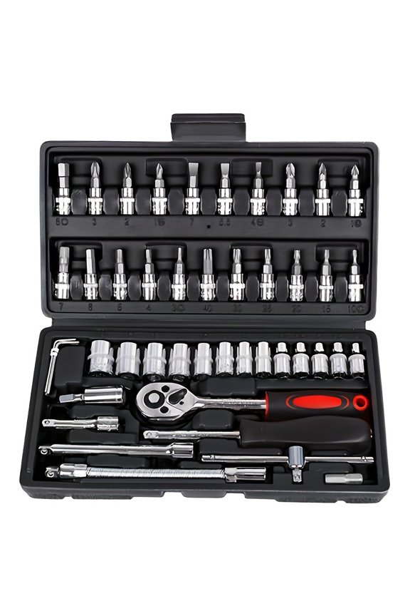 Multi-purpose Repair Tool Set - Portable Car, Bicycle, and Motorcycle Repair Kit with Ratchet Torque Wrench and Screwdriver