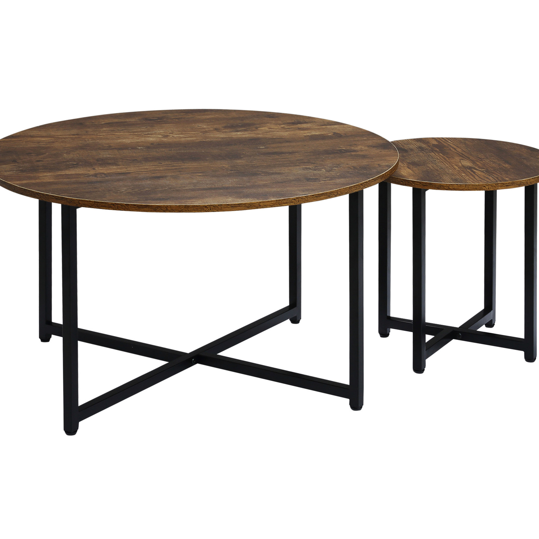 Multi - purpose Round Coffee Table Set of 2 in Industrial Style - Adapt ...