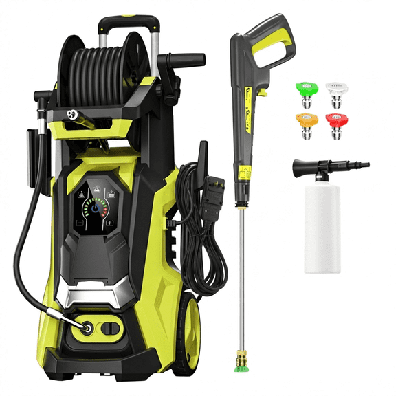Multi-scene Electric Pressure Washer with 4500 PSI 3.0 GPM, 15 Touch Control, Integrated Body, Tough Hose, 5 Angle Nozzles & Labor-Saving Handle for Yard, Fence, Driveway Cleaning