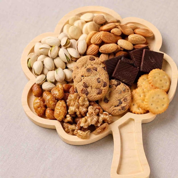Multi-shape Partitioned Wooden Serving Tray, Compartmentalized Snack Charcuterie Board, Decorative Food Platter for Family Gathering & Seasonal Entertaining