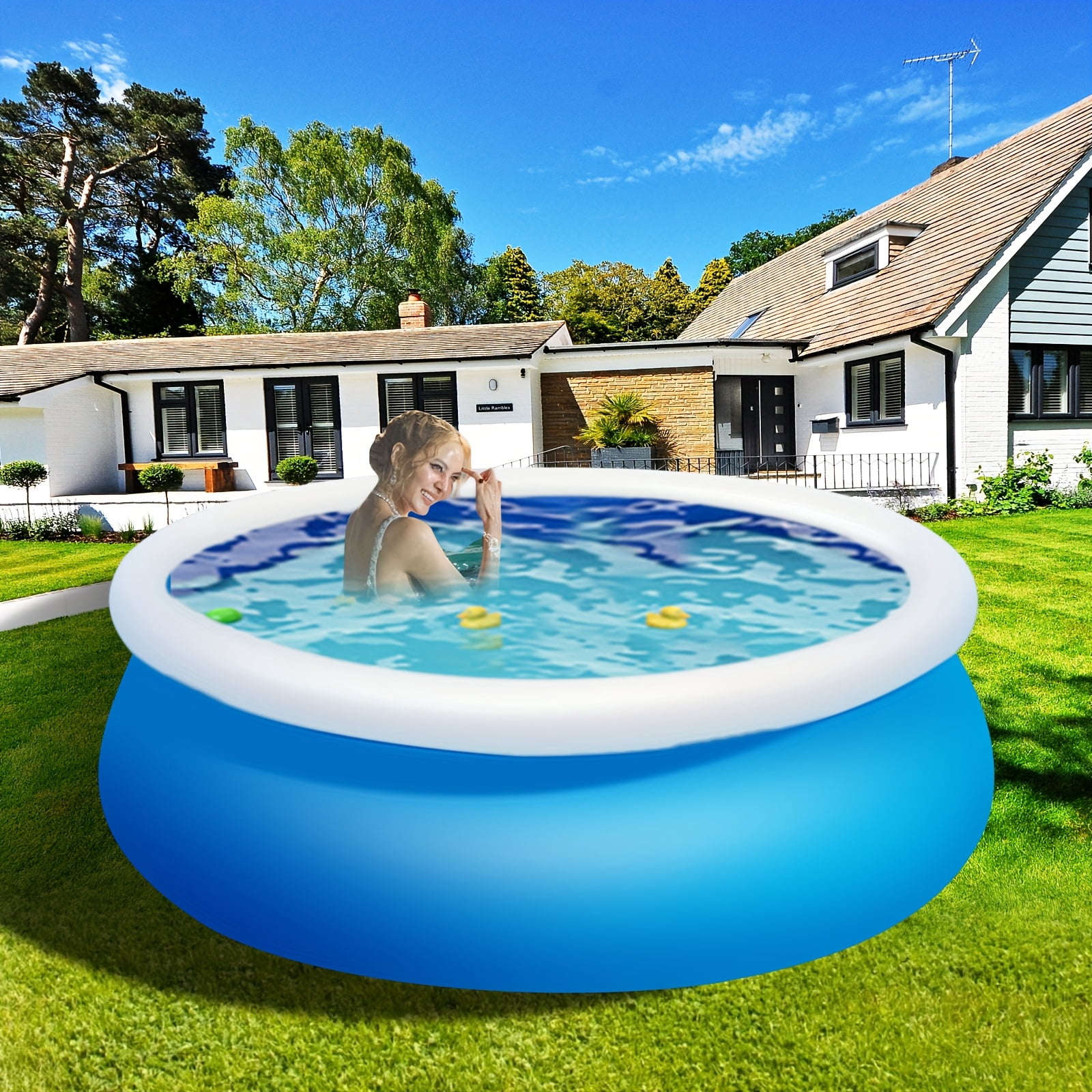Multi-size Super Large Round Inflatable Pool Dish Swimming Pool, Inflatable Floor Swimming Pool In Sheung Wan, PVC Material, Durable Mesh Fabric, Family Outdoor Garden Party