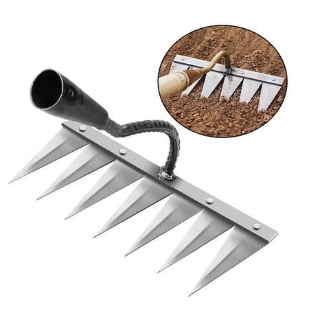 Multi sizes Hollow Hoe for Weeding Gardening,Hand Held Hardened Hollow Weeding Hoe,Garden Weeding Tools for Weeding,Loosening,Landscaping , 7 Tooth Steel