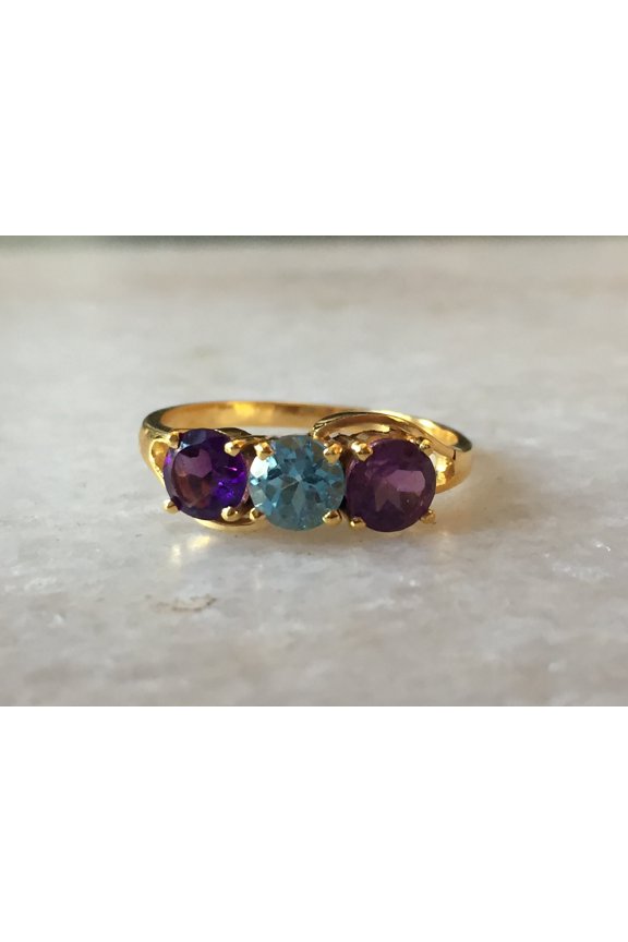 Multi stone ring for women in 14k hallmarked gold
