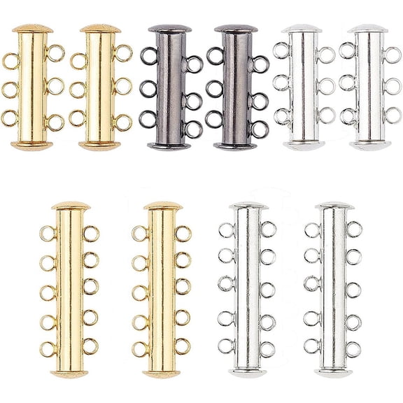 Multi-strand Brass Slide Lock Clasps Peyote Clasps Jewelry Accessory Mixed Color 6.8x5.2x1.1cm 10sets/box DIY