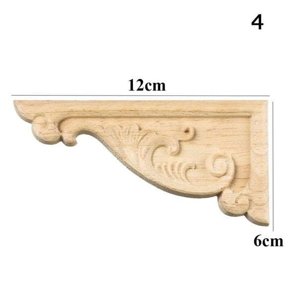 Multi-styles Wall Door Decoration Natural Floral Unique Wood Carved wooden Figurines Crafts Corner Appliques Frame Woodcarving Decorative 4