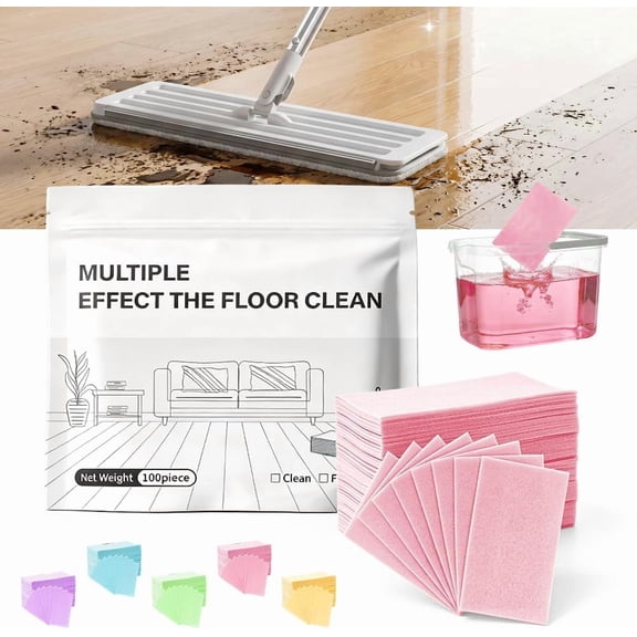 Multi-surface Floor Cleaning Tablets, Effective Grime Remover for Hardwood, Tile, Marble & Laminate, Deep Washing for Kitchen, Bathroom & Living Room Hard Floors, 100pcs