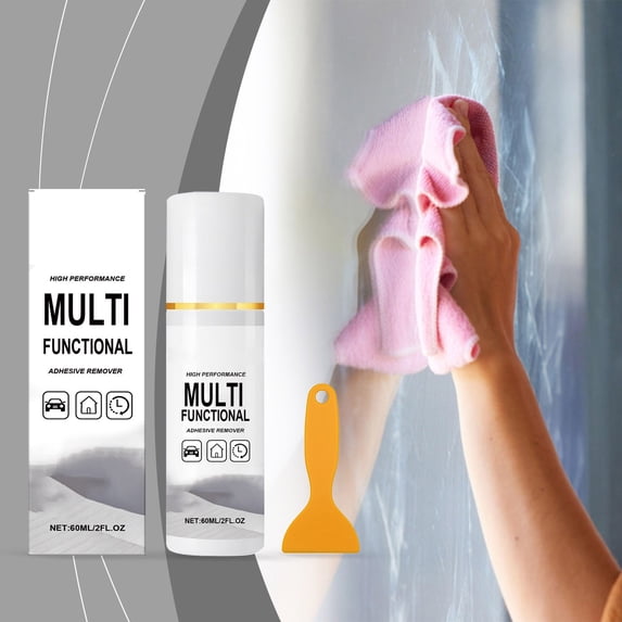 Multi-surface Safe Adhesive Remover, Adhesive Remover Removes Tape Chewing Gums, Sticker Remover Spray with Scraper for Cars, Windows and Furniture, Rapidly Removes Labels