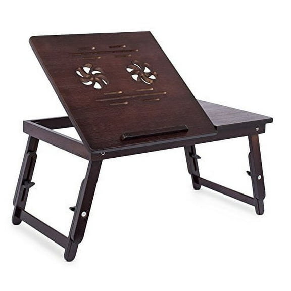 Multi-tasking Laptop Bed Tray with Adjustable Legs - Walnut