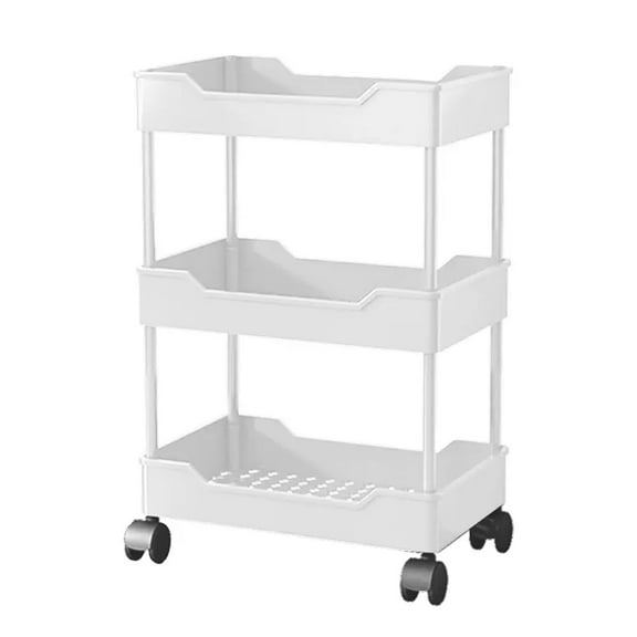 Multi-tier Trolley on Wheels Plastic Rolling Utility Cart Movable Organizer Cart