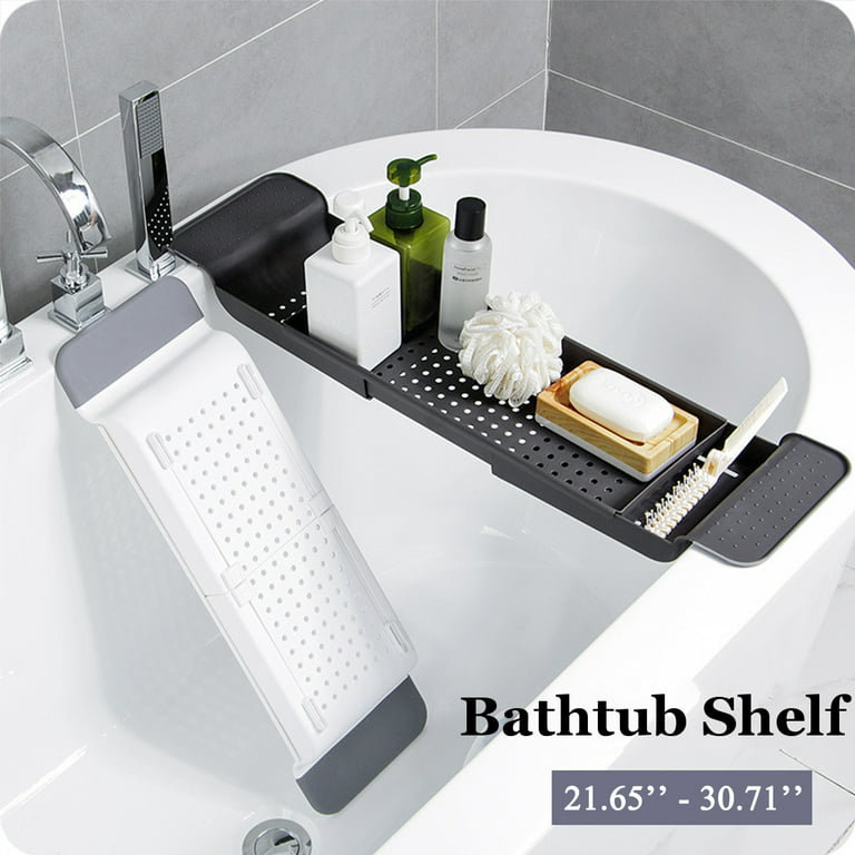 EXTENDABLE BATH TUB RACK BATHROOM SHELF STORAGE CADDY BATH BRIDGE ORGAINSER  TRAY