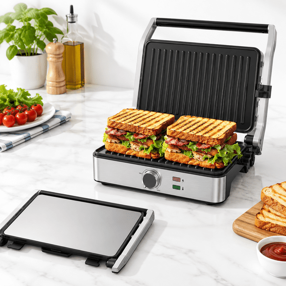 Multi-use Electric Panini Press Contact Sandwich Griddle Grill