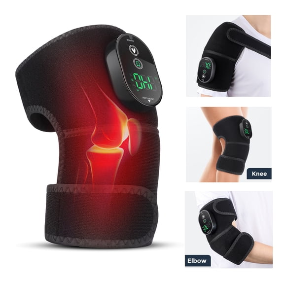 Cordless Heated Knee Brace Wrap with 6-Speed Heating, Portable & USB Rechargeable Heating Pad for Knee Shoulder Elbow, 4-Gear Timing, Black