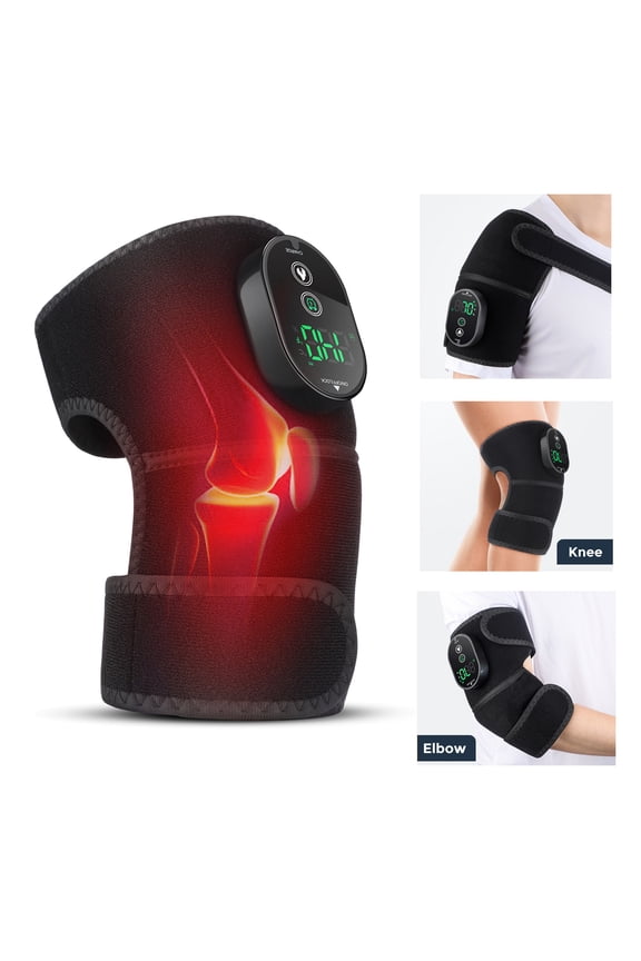 Cordless Heated Knee Brace Wrap with 6-Speed Heating, Portable & USB Rechargeable Heating Pad for Knee Shoulder Elbow, 4-Gear Timing, Black