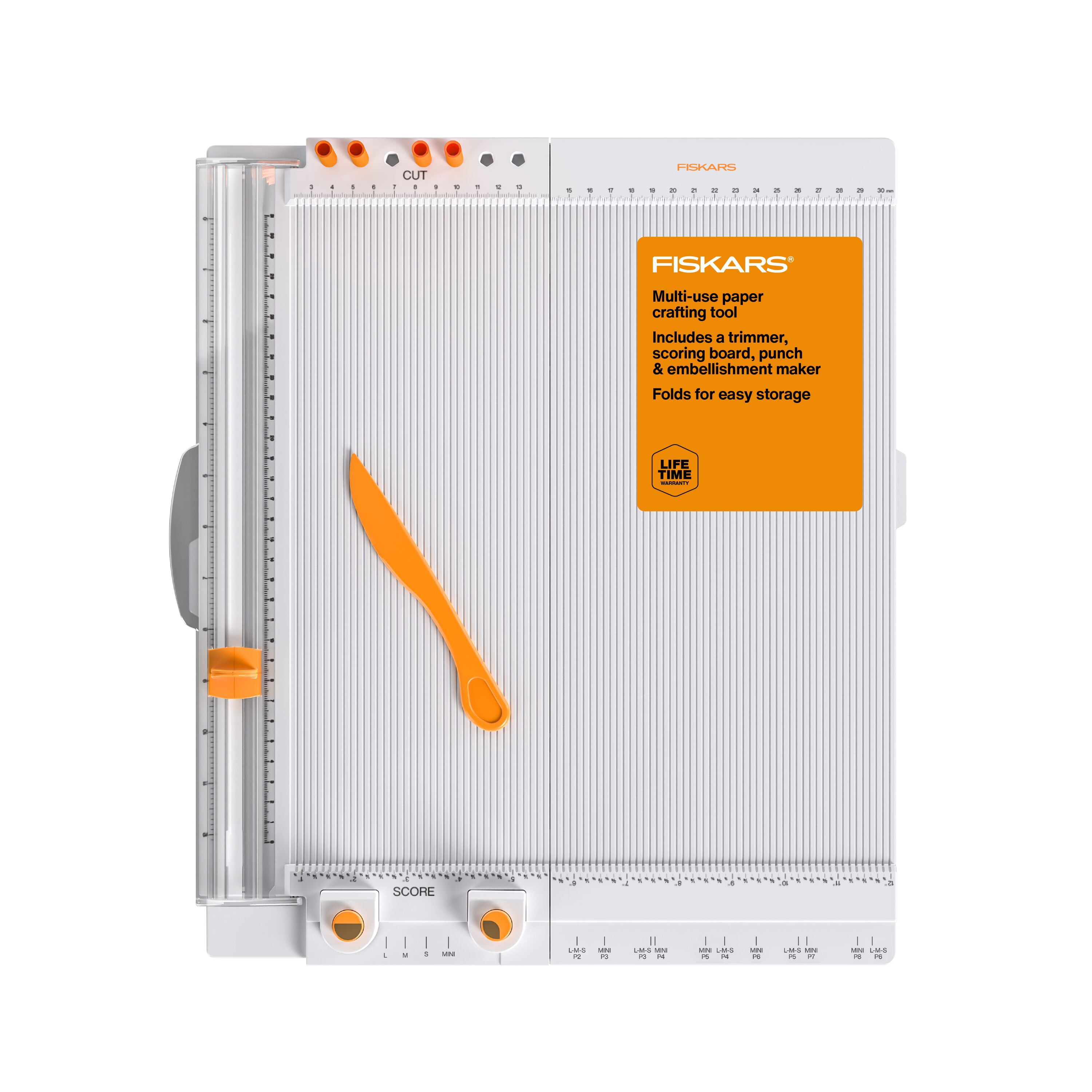 Fiskars Multi-use Paper Craft Tool with TripleTrack Cutting and Scoring Features