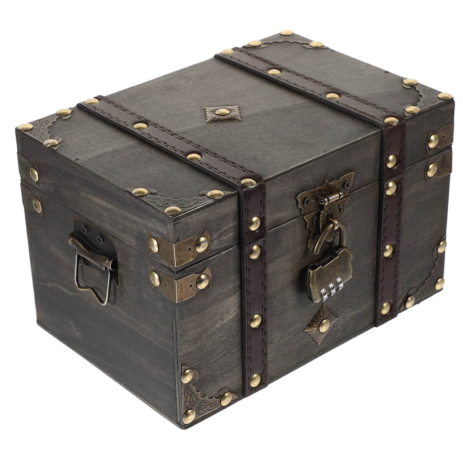Multiuse Treasure Chest Box Vintage Style Wood Box Largecapacity Wood