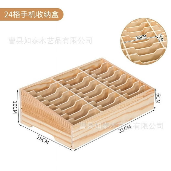 Multi-use Wooden Desktop Storage Box Multi Grids Cell Phone Management Display Case