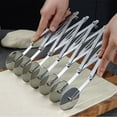 thumbnail image 1 of Multi-wheel Adjustable Spacing Stainless Steel Slicing Cutting Tool, Silver, for Baking and Pizza, Rolling Cutter, Kitchen Tool, 1pc, by IHXORA, 1 of 7