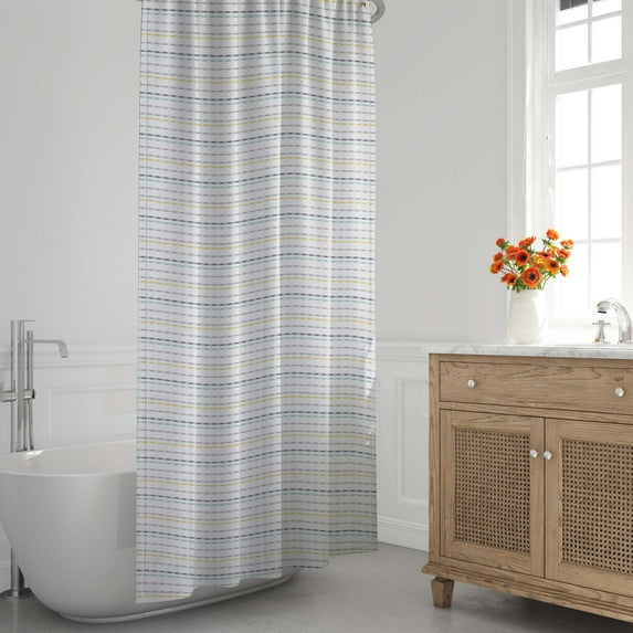 MultiColor Stripe Shower Curtain, Recycled Cotton, 72” x 72”, Metro Farmhouse