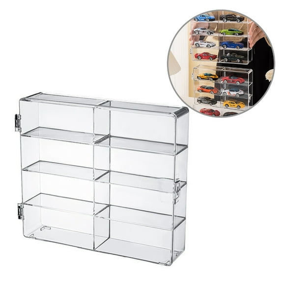 MultiCompartment Acrylic Display Box for Diecast Model Car Small Collectibles Display Cabinet with 8 Sections