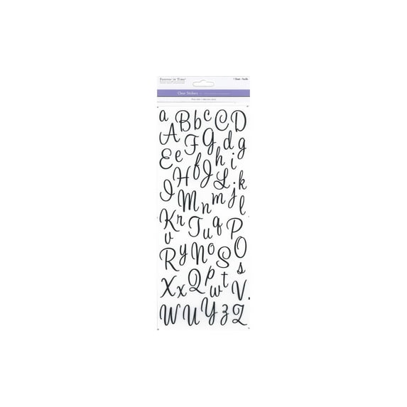 multicraft letters & numbers medley clear stickers-black cursive alphabet