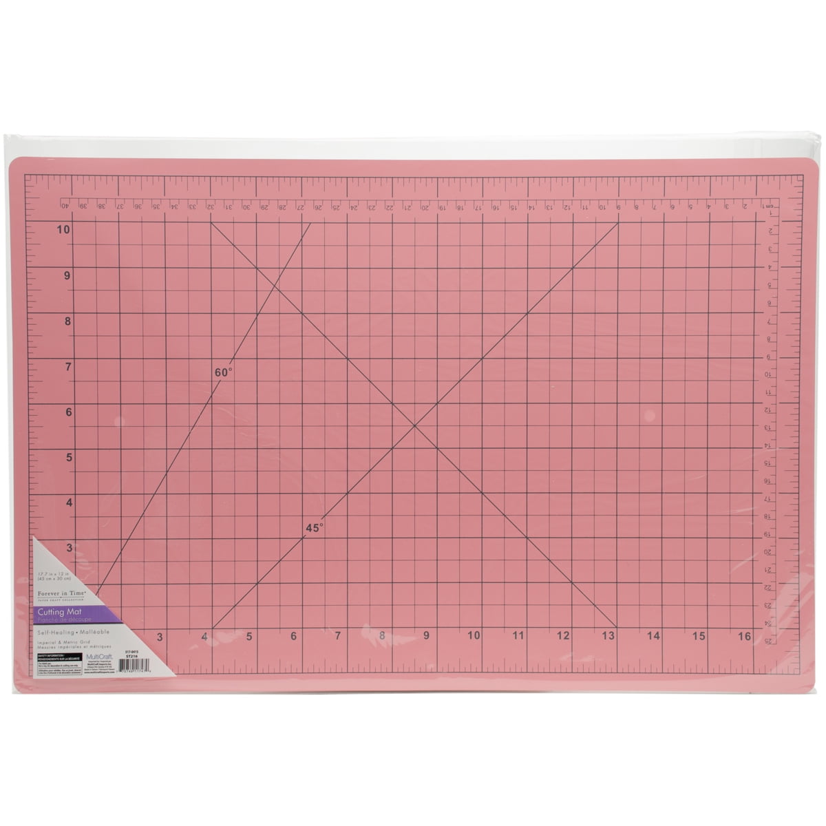 Pink Self-Healing Vinyl Cutting Mat with Grids, 12" x 17.75"