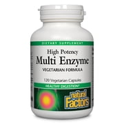 Natural Factors High Potency Multi Enzyme Vegetarian Formula, Plant-Based Digestive Aid, 120 Capsules