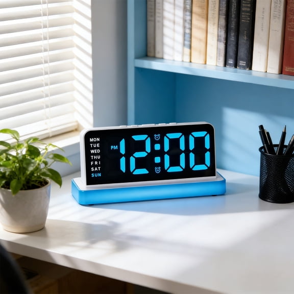 MultiFunction LED Desk Clock with Ambient Lighting and Adjustable Brightness for Office, School, Restaurant, Conference Room, Hotel Lobby Or Home