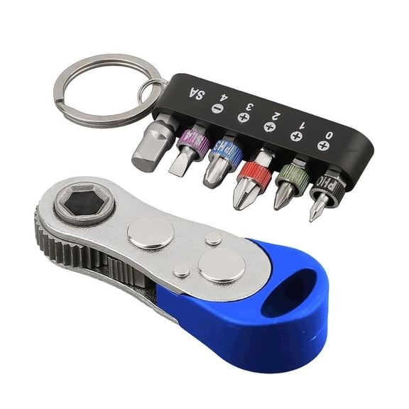 MultiFunctional Ratcheting Screwdriver Tool Pocket Sized Interchangeable Bit Heavy Duty Steel Professional Repair