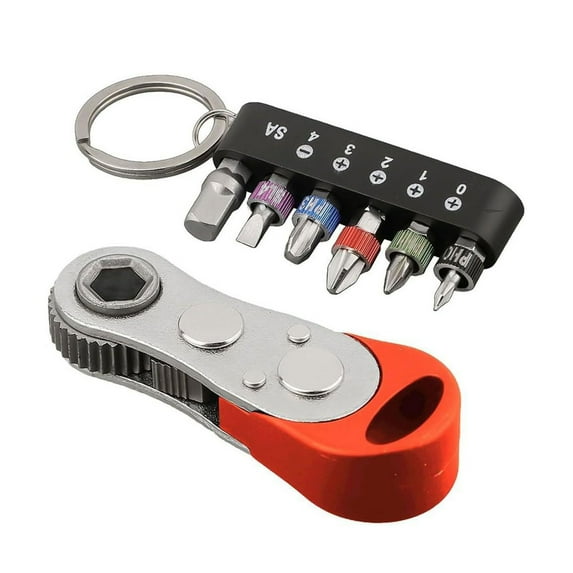 MultiFunctional Ratcheting Screwdriver Tool Pocket Sized Interchangeable Bit Heavy Duty Steel Professional Repair