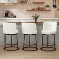 thumbnail image 1 of MultiHaven 25.8" Upholstered Swivel Bar Stool Set of 3,Counter Height Chair with Ergonomic Footrest for Kitchen Island - White PU Leather, 1 of 11