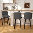 thumbnail image 1 of MultiHaven 26.1-Inch Bar Stools Set of 3,Swivel Counter Height Bar Stool with Back & Metal Legs,Fabric Island Chairs Suitable for Kitchen,Bar,Cafe - Medium Gray, 1 of 10
