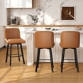 thumbnail image 1 of MultiHaven 26.1-Inch Bar Stools Set of 4,Swivel Counter Height Bar Stool with Back & Metal Legs,Fabric Island Chairs Suitable for Kitchen,Bar,Cafe - Whiskey Brown, 1 of 10
